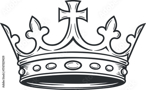 A detailed illustration of a classic crown symbolizing royalty and nobility.