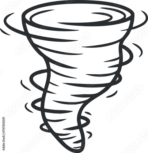 A simple illustration of a tornado showcasing its swirling form and dynamic movement.