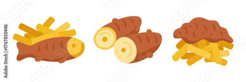 Fried snacks assortment including spring rolls, stuffed croquettes, crispy fish fillet, golden brown texture, tasty street food vector