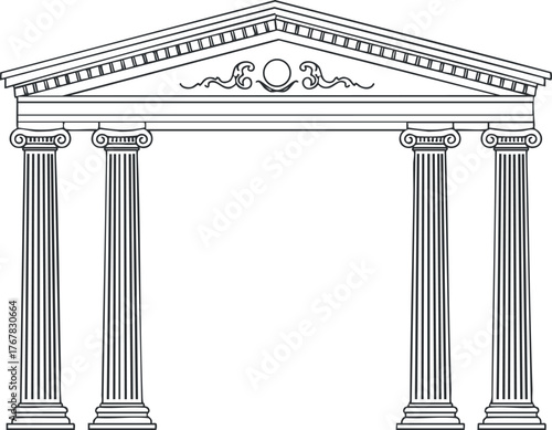 Illustration of a classic architecture structure featuring columns and ornate detailing.