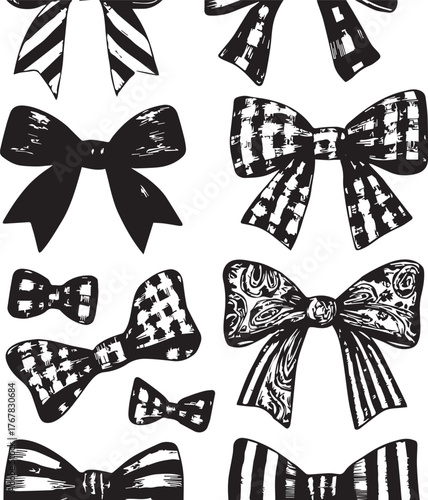 Striped Bow: “She ties her rhythm in lines.”

Checkered Bow: “Her charm plays in squares and silence.”

