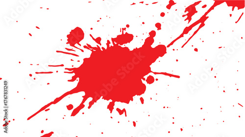 Red ink splatter vector illustration on white background perfect for graphic design elements and artistic compositions