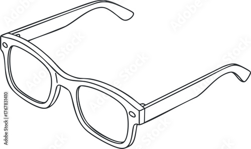 Outline illustration of stylish eyeglasses designed for fashion and vision protection purposes
