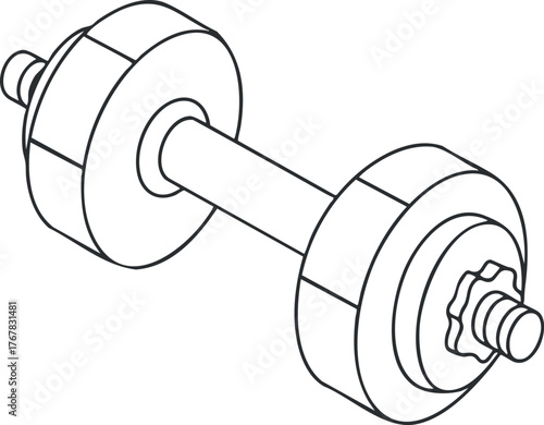 Illustration of a dumbbell used for weight training and fitness exercises.