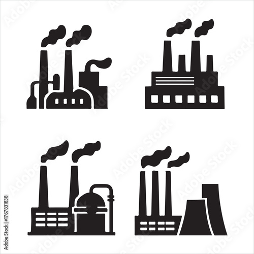 Industrial factory icons set vector illustration