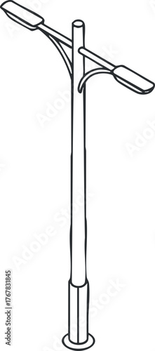 A simple vector illustration of a streetlight pole with two lamps for urban lighting.