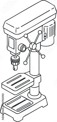 Illustration of a drill press designed for precision drilling in various materials.