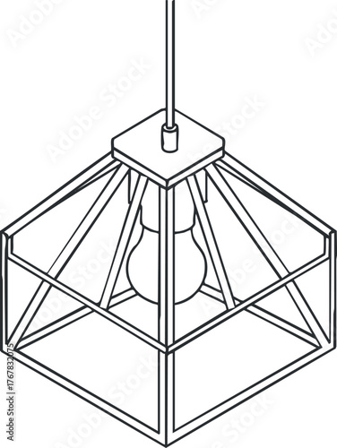 A minimalist outline drawing of a modern pendant lamp design suitable for various interiors.