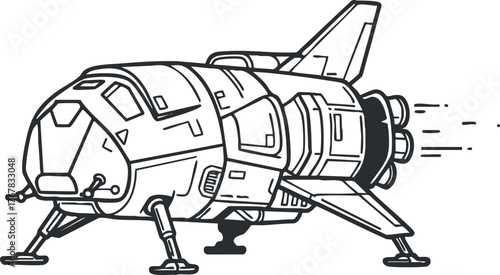 A sleek illustration of a futuristic spaceship designed for space exploration and travel.