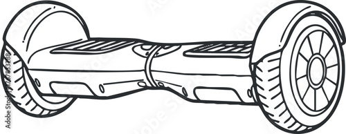 A sleek electric hoverboard with two wheels designed for personal transportation and fun.