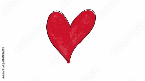 Hand drawn animated doodle of heart. Video clip with alpha channel.