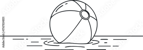 A colorful beach ball floating on water, perfect for summer fun and outdoor activities.