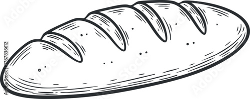 Illustration of a freshly baked loaf of bread with a golden crust and sliced top.