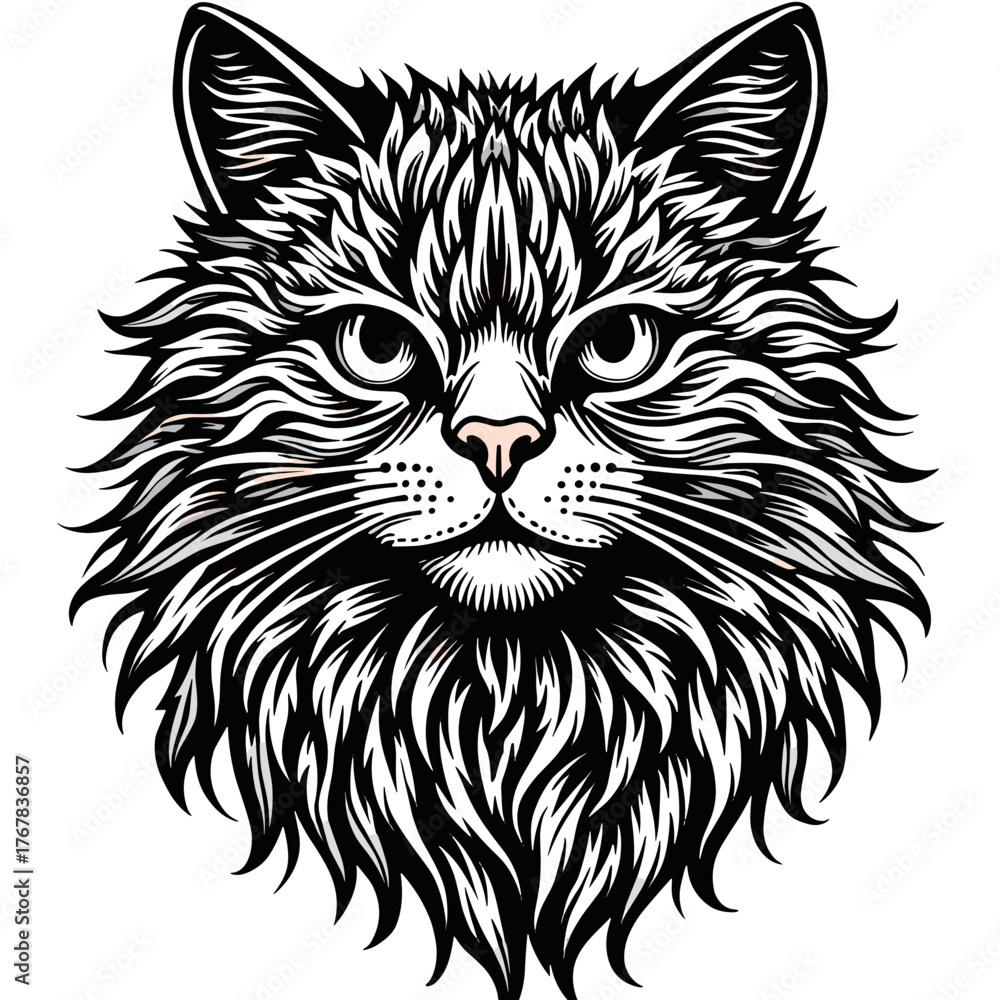 Obraz premium Detailed illustration of a cat's face with a fur texture design 