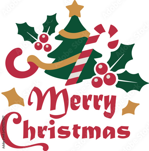 Merry christmas logo vector .