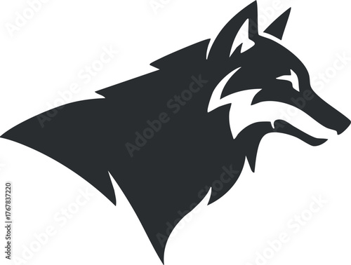 Stylized silhouette of a wolf highlighting its fierce and majestic features.