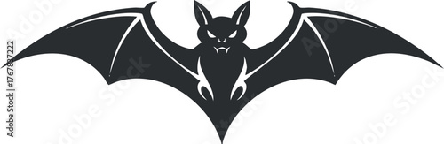 Stylized black bat illustration with wings spread, perfect for Halloween and fantasy themes.