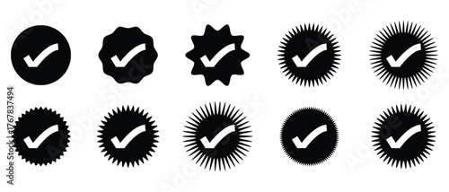 Verified Badge Vector, Instagram and twitter verified badge icon.