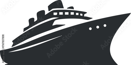 Stylized silhouette of a cruise ship symbolizing luxury travel and maritime adventures.