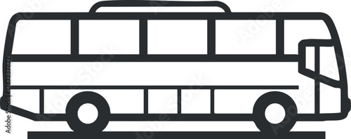 Illustration of a side view of a bus used for public transportation and commuting.