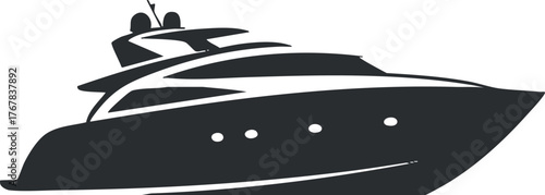 Stylish black silhouette of a luxury yacht designed for recreation and adventure on water