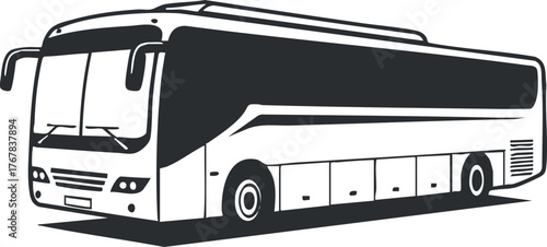 Illustration of a modern bus designed for public transportation and travel in urban areas.