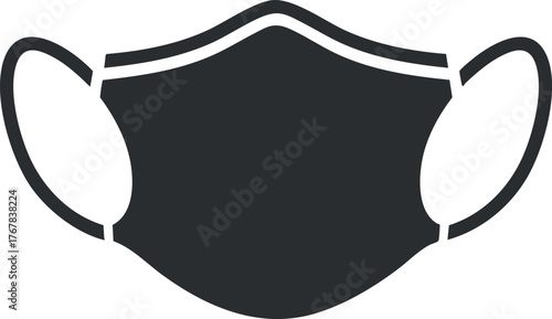 A black face mask designed for protection and hygiene during health emergencies.