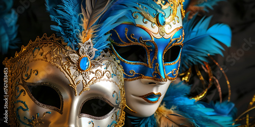 Elegant venetian masks evoke mystery and celebration