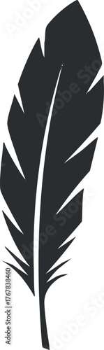 A simple black feather illustration representing nature and creativity in design.
