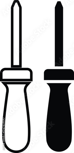 Black handyman tools icon set, construction and repair equipment collection, carpentry and workshop instrument in flat and line outline style, mechanical, industrial and DIY tool vector illustration