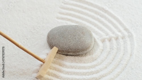 Making zen garden from white sand and stones
