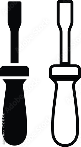 Black handyman tools icon set, construction and repair equipment collection, carpentry and workshop instrument in flat and line outline style, mechanical, industrial and DIY tool vector illustration