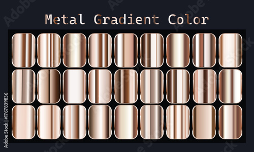 Seamless metallic gradient color swatches displaying a range of warm rose gold and copper tones