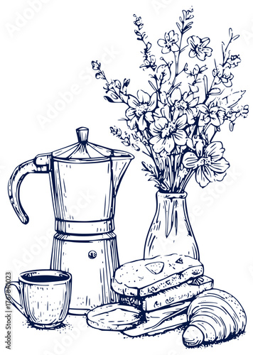 Coffee and breakfast still life