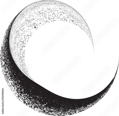 Grunge brush strokes in Circle Form . Spiral Vector Illustration .Textured round Logo . Design element . Abstract Geometric circular shapes .Rotating grunge radial line. Concentric circles