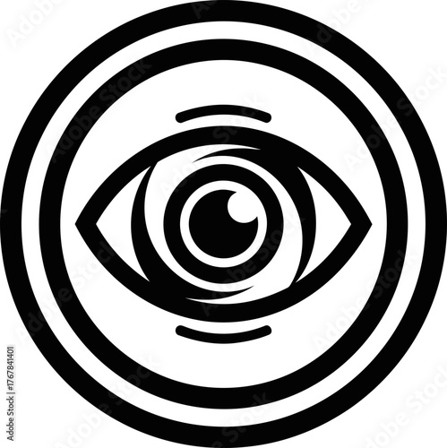 Abstract eye icon for vision, security and medical concept. Optic logo or sign for brand identity. Minimal vector illustration