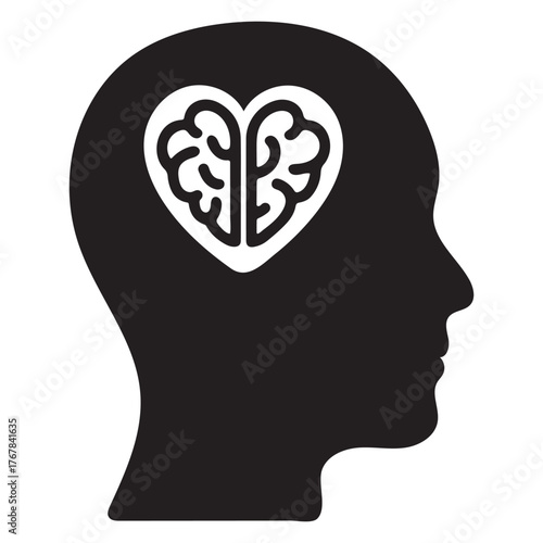 Mental Health Care Silhouette Vector Icon for Wellness and Mind Balance
