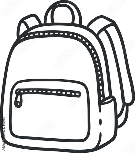 A simple line art illustration of a stylish and functional backpack for various uses.