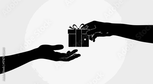 Generous hands exchange a beautifully wrapped gift, symbolizing giving and receiving with appreciation.