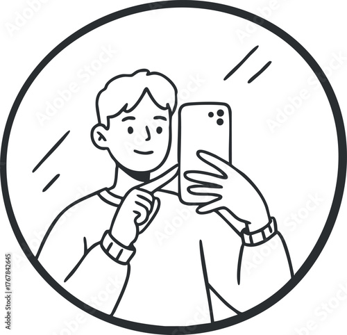 A young person taking a selfie with a smartphone, capturing a modern lifestyle moment.