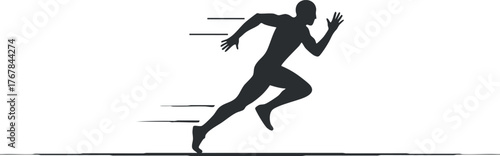 Silhouette of a runner in motion depicting speed and athleticism during a fitness activity.