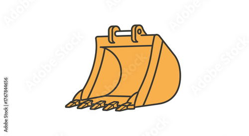 Yellow Excavator Bucket: Heavy Equipment for Construction and Digging.
