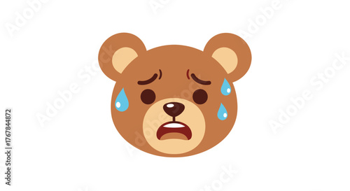 Cartoon Bear Face Showing Distress and Sweating.