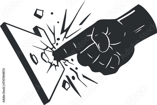 A dynamic illustration of a hand pointing with force, symbolizing impact and action.