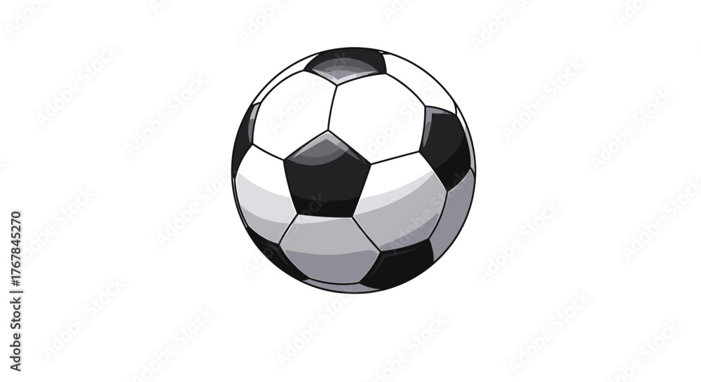 Fototapeta premium A graphic illustration of a classic soccer ball, featuring black pentagons and white hexagons on a transparent background.