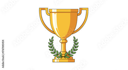 A gleaming golden trophy with a laurel wreath, celebrating victory and achievement in any endeavor. Award for success.