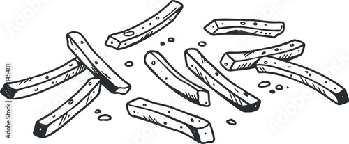 A pile of crispy fried potato sticks ready to be served as a snack or side dish.