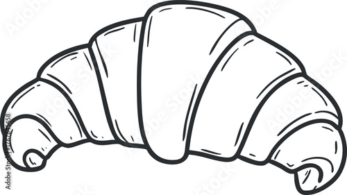 Illustration of a croissant showcasing its flaky and buttery texture perfect for breakfast or snacks.