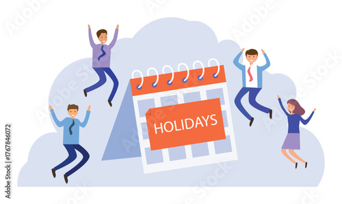 Big calendar with holidays note. Take day off to rest and relax from hard work.