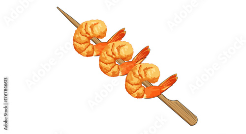 A savory delight! Enjoy these delicious shrimp skewers, perfect for grilling or as an appetizer. Fresh seafood on display.